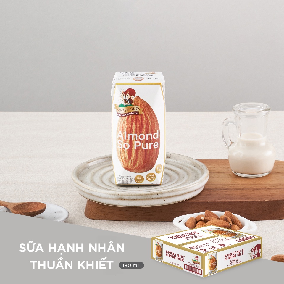 [VỊ MỚI] Thùng Sữa hạt Hạnh nhân Thuần khiết Wholly Nuts 137 Degrees 180ml (36 hộp)-[FREE SHIP] TỪ ĐƠN 50K