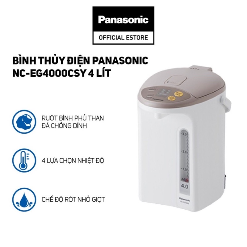Bình thủy điện Panasonic NC-EG4000CSY 4 lít. Hàng chính hãng, sản xuất Thái Lan