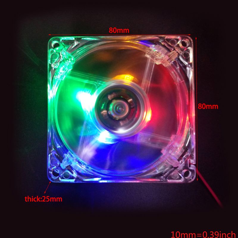 Quạt Tản Nhiệt Đèn LED 80mm Siêu Êm Không Gây Tiếng Ồn Cho CPU / Máy Tính