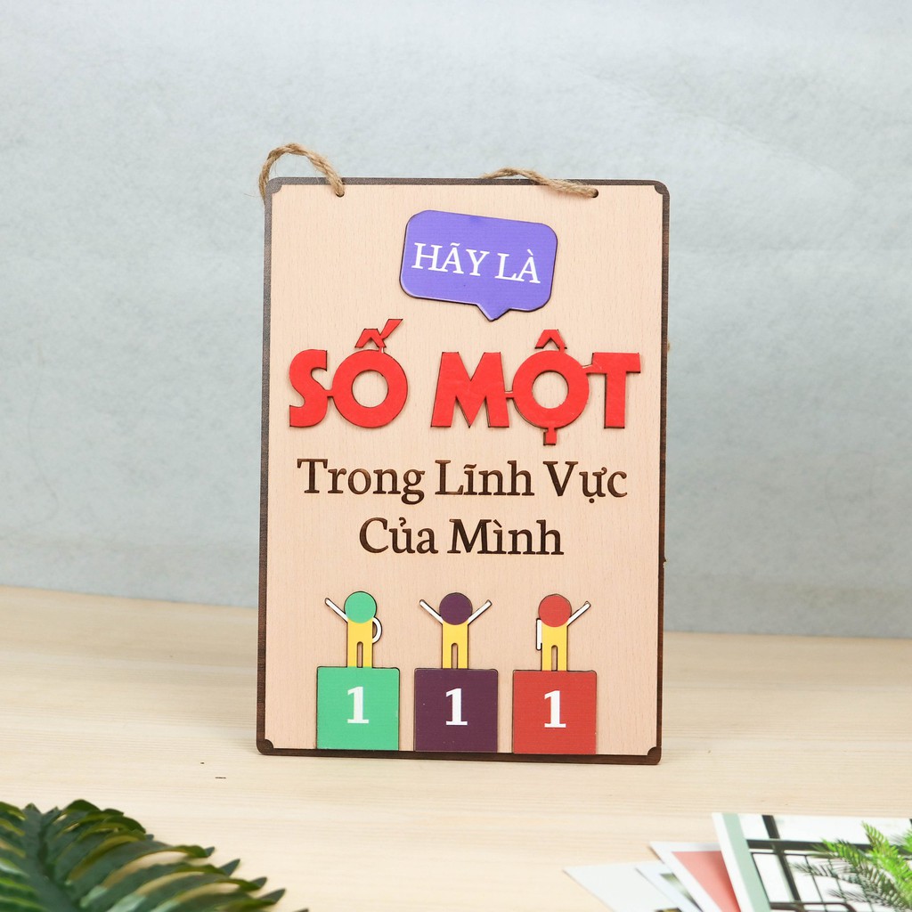 Bảng gỗ decor SLOGAN TRANG TRÍ cửa hiệu văn phòng