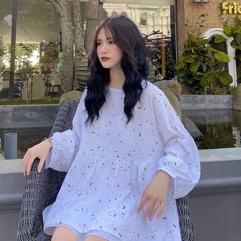 Áo Babydoll Hoa Nhí Nữ [Freeship]🌸Sơ Mi Tay Bồng Hoa Nhí Dáng Rộng Vintage Bánh Bèo Hottrend🌸