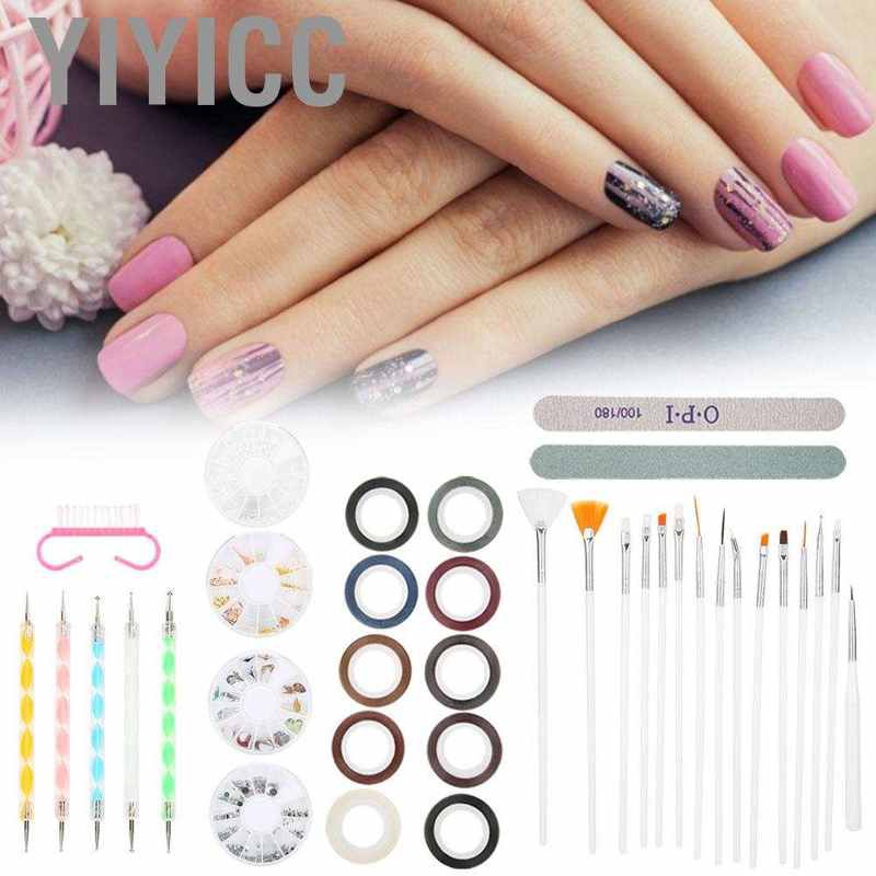 Set 15 Cọ Vẽ Móng Tay + 5 Bút + 10 Cuộn Băng Keo + 4 Hộp Đựng