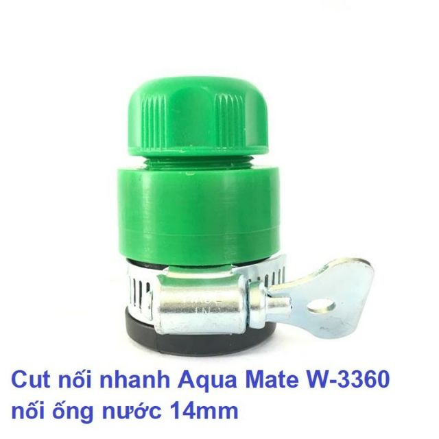 Đầu khớp nối vòi nước với dây ống mềm 12mm 14mm Aquamate W-3360