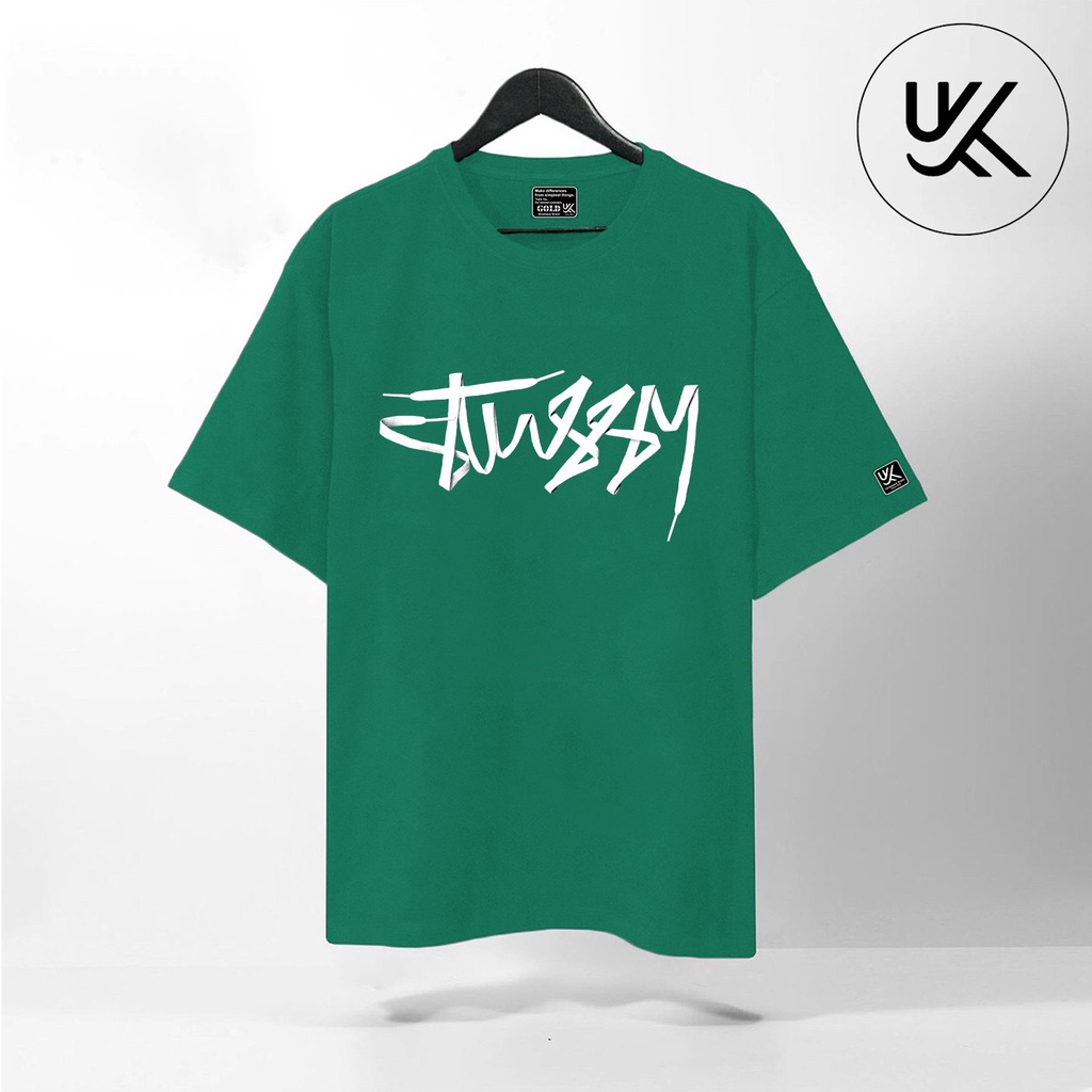 Áo thun tay lỡ STUSSY XANH LÁ, Áo thun unisex nam nữ form rộng oversize chất liệu Cotton Thái