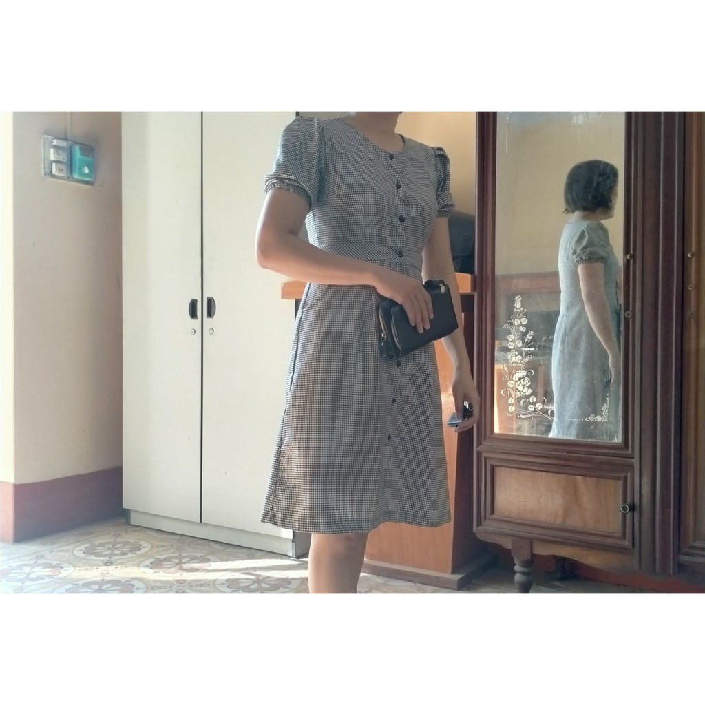 Váy kẻ caro dọc khuy hàng vintage Quảng Châu | BigBuy360 - bigbuy360.vn