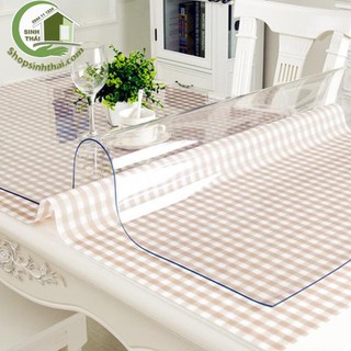 Miếng kính trải bàn nhựa PVC trong suốt loại mềm dẻo, chống thấm