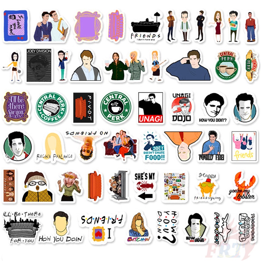 Set 52 miếng dán họa tiết Friends chương trình truyền hình Series 07 phong cách cổ điển làm thủ công