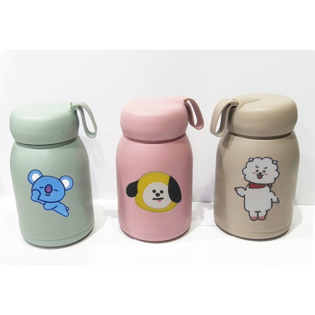 Bình nước pastel army BSNI1 300ml giữ nhiệt thuỷ tinh bọc nhựa bình đựng sữa chai đựng súp