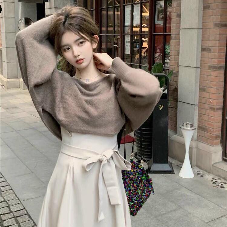 SET ĐẦM XÒE MIDI HAI DÂY CỘT NƠ EO & ÁO CROPTOP TAY DÀI (KÈM HÌNH THẬT TRẢI SÀN)