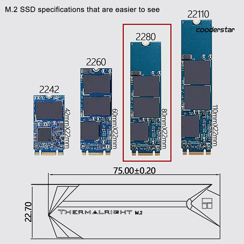 Bộ Tản Nhiệt Bằng Nhôm Cood-St M.2 2280 Ssd Cho Máy Tính / Laptop | BigBuy360 - bigbuy360.vn