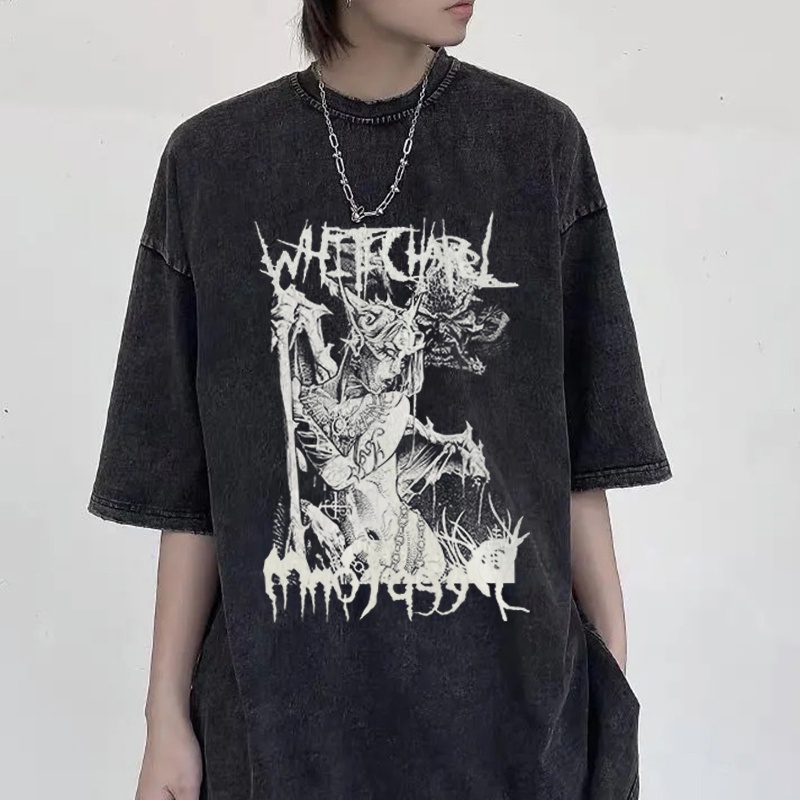 SASSYME Áo thun cỡ lớn hình Emo anime Goth Tshirt Fairy Grunge Alternative mùa hè phong cách Harajuku punk màu tối cho nữ