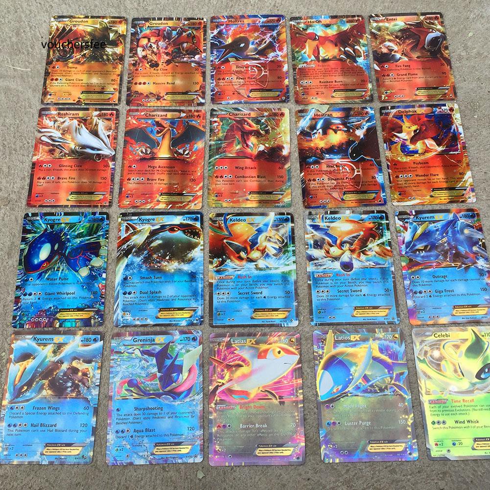 Set 100 thẻ bài pokemon tiếng Anh màu sắc bắt mắt vui nhộn cho bé