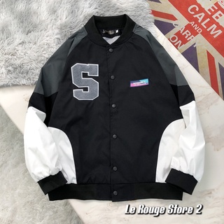 Áo khoác bomber unisex áo bóng chày Hotdoyboy nam nữ thời trang chữ S xám bông có sẵn ảnh thật