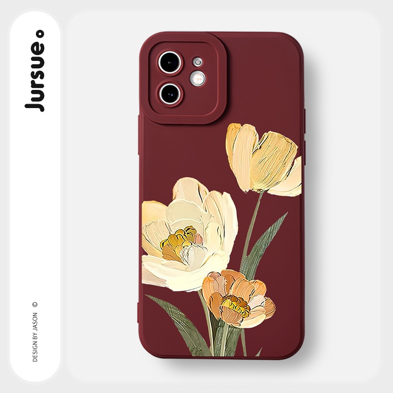 Ốp lưng JURSUE mềm chống bẩn hình dễ thương đẹp đen Cho iPhone 14 13 12 11 Pro Max SE 2020 X XR XS 8 7 ip 6S 6 Plus Y2204