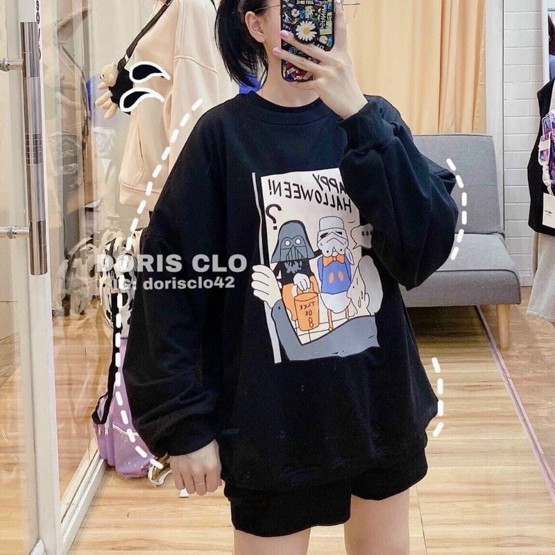 Áo khoác chui sweater không nón nỉ ngoại unisex ulzzang nam nữ