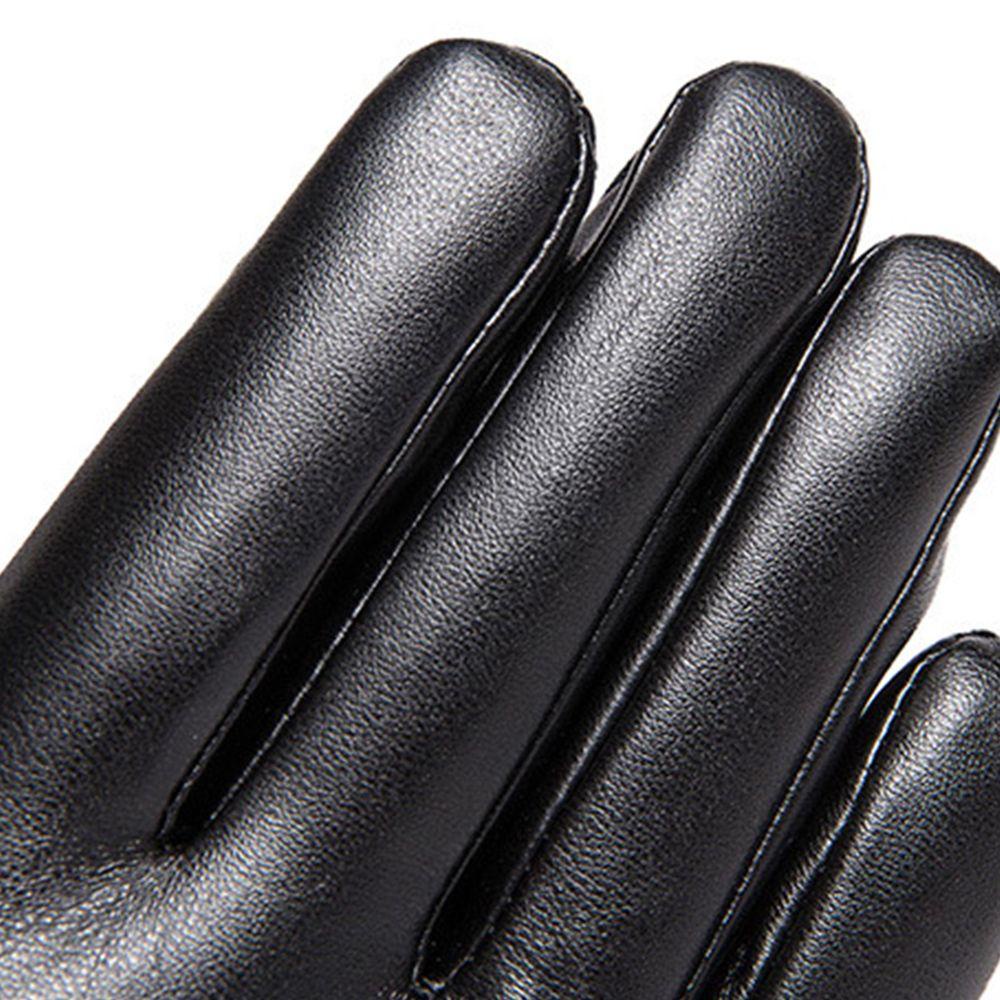 Găng Tay Da PU Màu Trơn Giữ Ấm Mùa Đông VANES1 Phong Cách Hàn Quốc Cho Nam