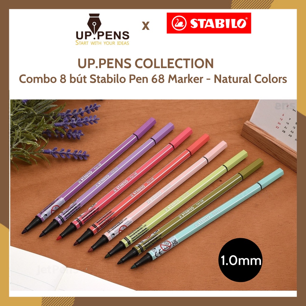 Combo 8 bút lông màu Stabilo Pen 68 Marker – 1.0mm – Natural Colors