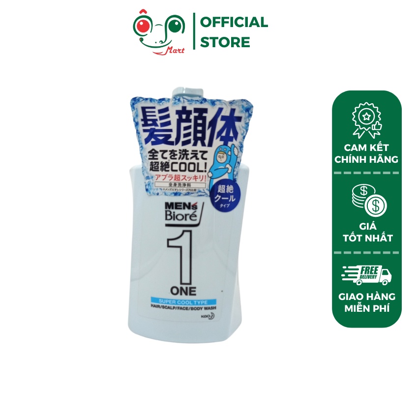 Sữa Tắm - Gội - Rửa Mặt Men's Bioré One Hương Nước Hoa Fruity Savon Nhật Bản chính hãng - Chai 480ml