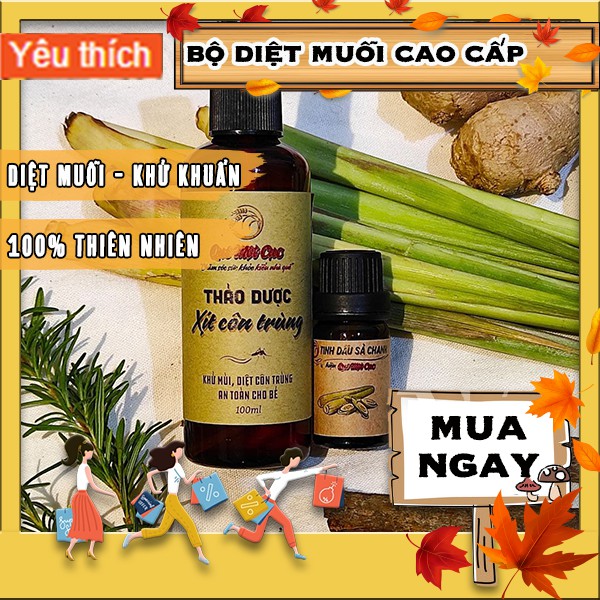 Xịt chống muỗi cho bé, thuốc diệt muỗi thảo dược QUÊ MỘT CỤC 100ml