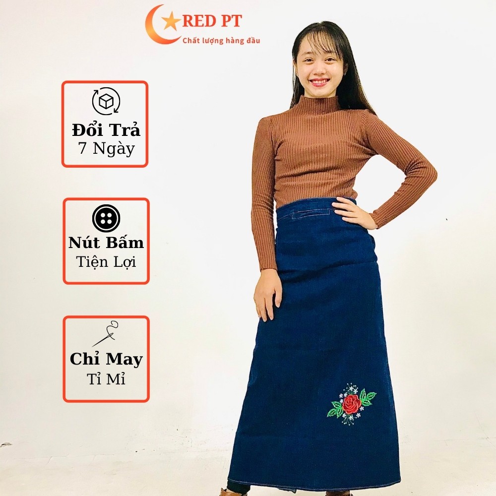 Váy chống nắng, váy chống nắng jean nút bấm RED PT