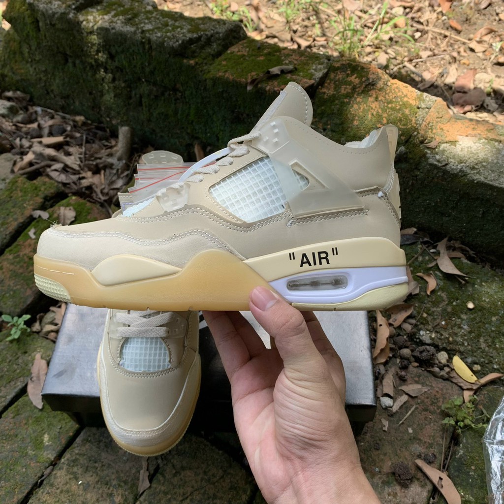 [FreeShip] Giày Thể Thao JD 4 Off White Sail màu kem, màu retro xanh tặng 3 dây kèm Full Box Bill phụ kiện