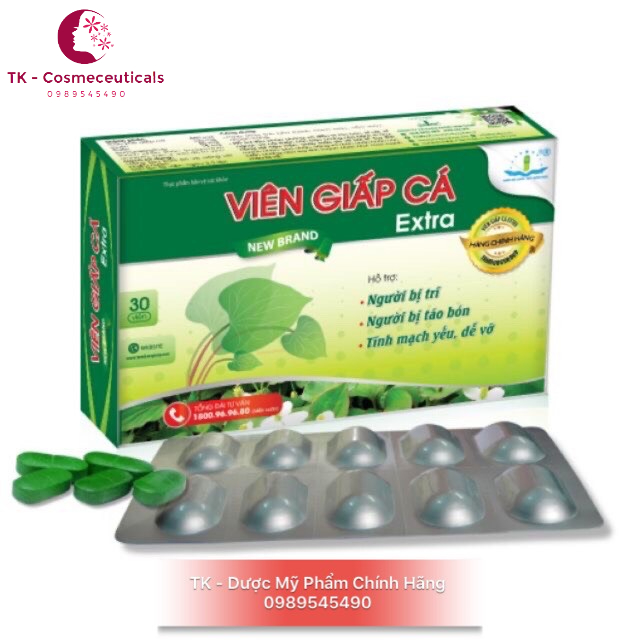 Viên Giấp Cá Extra - Viên Uống Hỗ Trợ Trĩ, Táo Bón, Tĩnh Mạch Yếu, Dễ Vỡ - Hộp 30 Viên