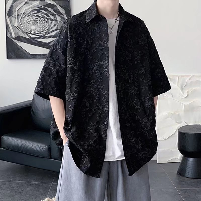 Áo Sơ Mi Ngắn Tay Dáng Rộng Thời Trang Mùa Hè Hàn Quốc Dành Cho Nam