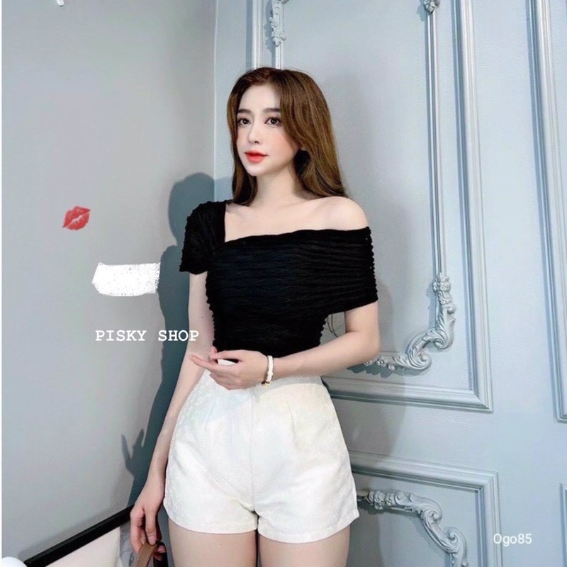 🥰 Áo Nữ Hở Vai - Kiểu Áo Trễ Vai Xếp Ly - Dáng Lửng Ôm Body Tôn Thun Xốp Nhăn Cao Cấp Qc 3 Màu Cực Sang 😘