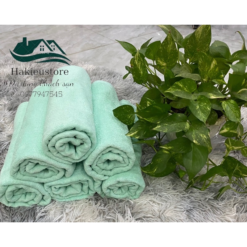 khăn tắm Xuất Dư Cotton mềm mịn thấm hút 70*150*320gram màu xanh