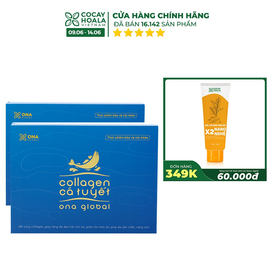 [Mua 5 tặng 1] Combo 5 hộp Collagen cá tuyết Nauy Cocayhoala làm đẹp da, da săn chắc, căng bóng ngậm nước ẩm mượt