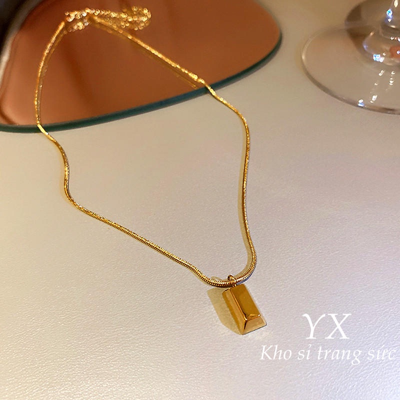 Dây chuyền vàng 18k KHÔNG GỈ vòng cổ titan nữ phong cách đơn giản trang sức titan cao cấp mẫu mới 2021