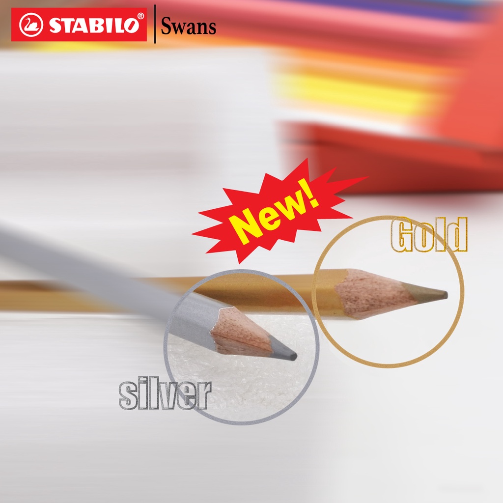 Hộp bút chì màu tẩy xóa được STABILO Swans 12+1 ngắn/dài