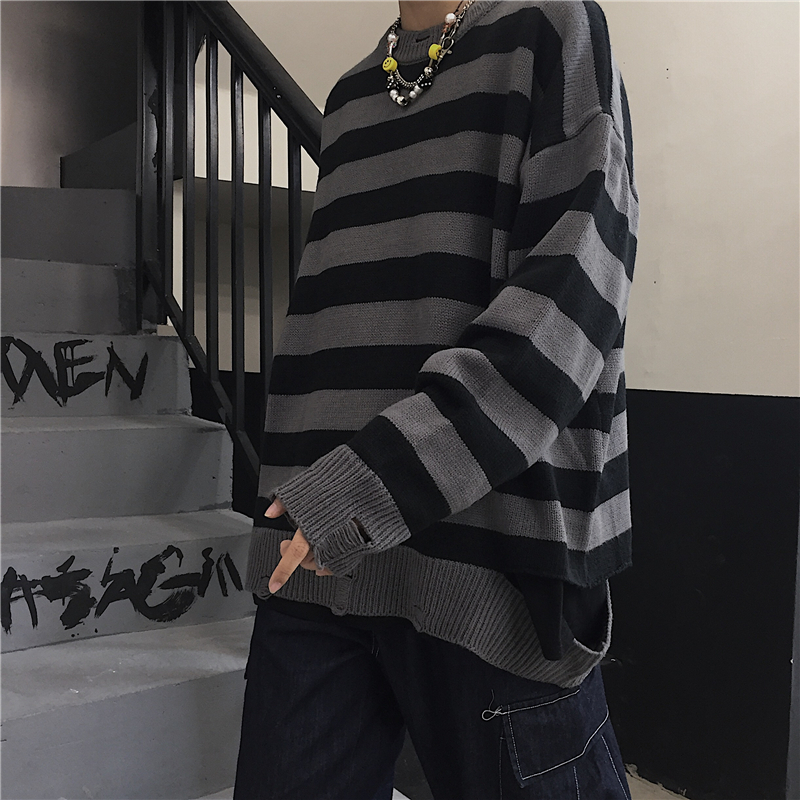 Áo Sweater Kẻ Sọc Phong Cách Retro Hàn Quốc Dễ Phối Đồ | BigBuy360 - bigbuy360.vn