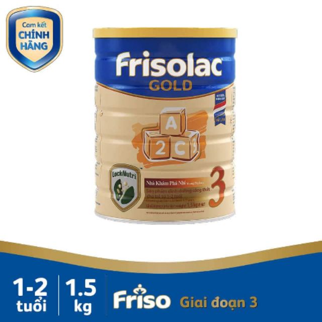 [Mã GROHOT giảm 8% đơn 199K] Sữa bột frisolac gold 3 1,5kg ( Cho bé 1 - 2 tuổi )