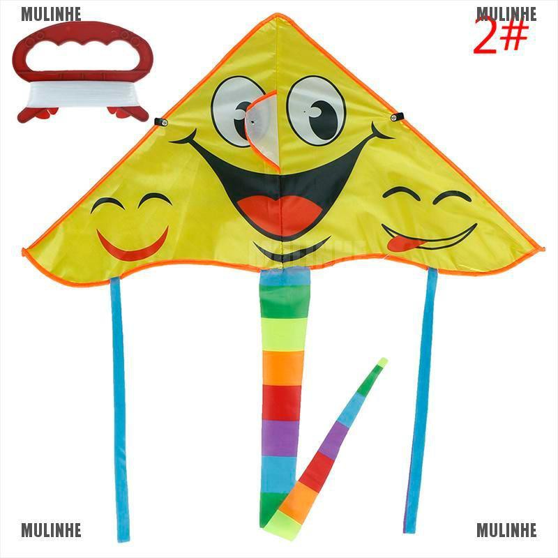 1 Bộ Diều Bay Thể Thao Ngoài Trời Hình Mặt Cười 80 * 45cm Tay Cầm 50m