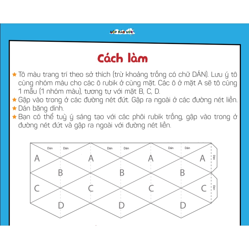 Đồ chơi giáo dục RUBIK GIẤY Hộp Háo Hức cho bé 6-10 tuổi giúp xả stress hiệu quả, giúp đôi tay con bận rộn