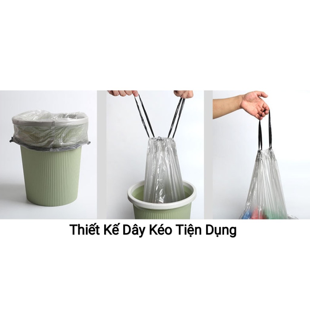 Combo 150 túi đựng rác tự hủy siêu dai | Thiết kế quai xách tiện dụng size 45*50 cm