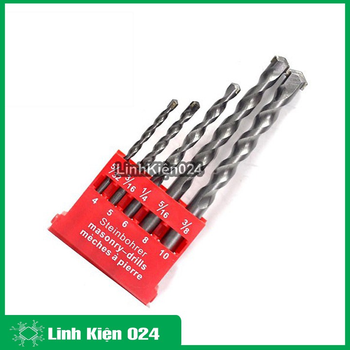 Bộ 5 Mũi Khoan Bê Tông 4,5,6,8,10mm Trục Tròn Siêu Cứng