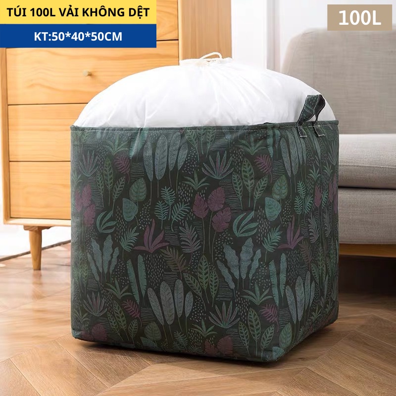 Túi Đựng Quần Áo Chăn Ga Cỡ Lớn 100Lit, Nắp Miệng Dây Rút, Vải Không Dệt Akii Home TD03(Loại rẻ)