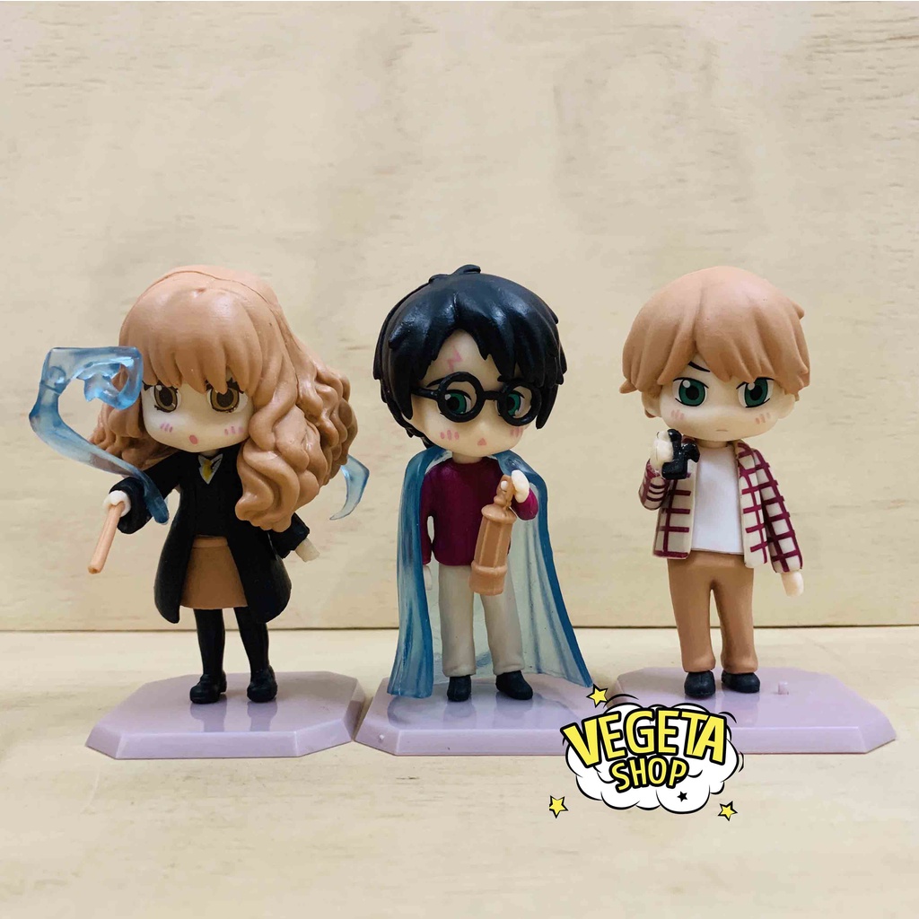 Mô hình Harry Potter - Set Mô hình Hermione Granger Ron Weasley Draco Malfoy Dumbledore cầm đũa thần cưỡi chổi - Cao 9cm