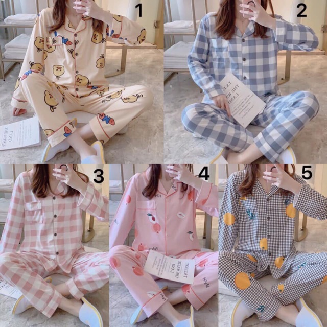 Bộ đồ ngủ cotton pijama siêu mịn, co giãn hàng y hình