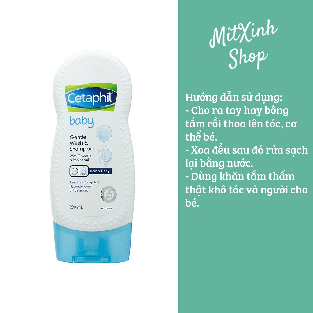 Sữa tắm dưỡng ẩm Cetaphil Baby Moisturising Bath &amp; Wash 230ml - Cam kết hàng chính hãng