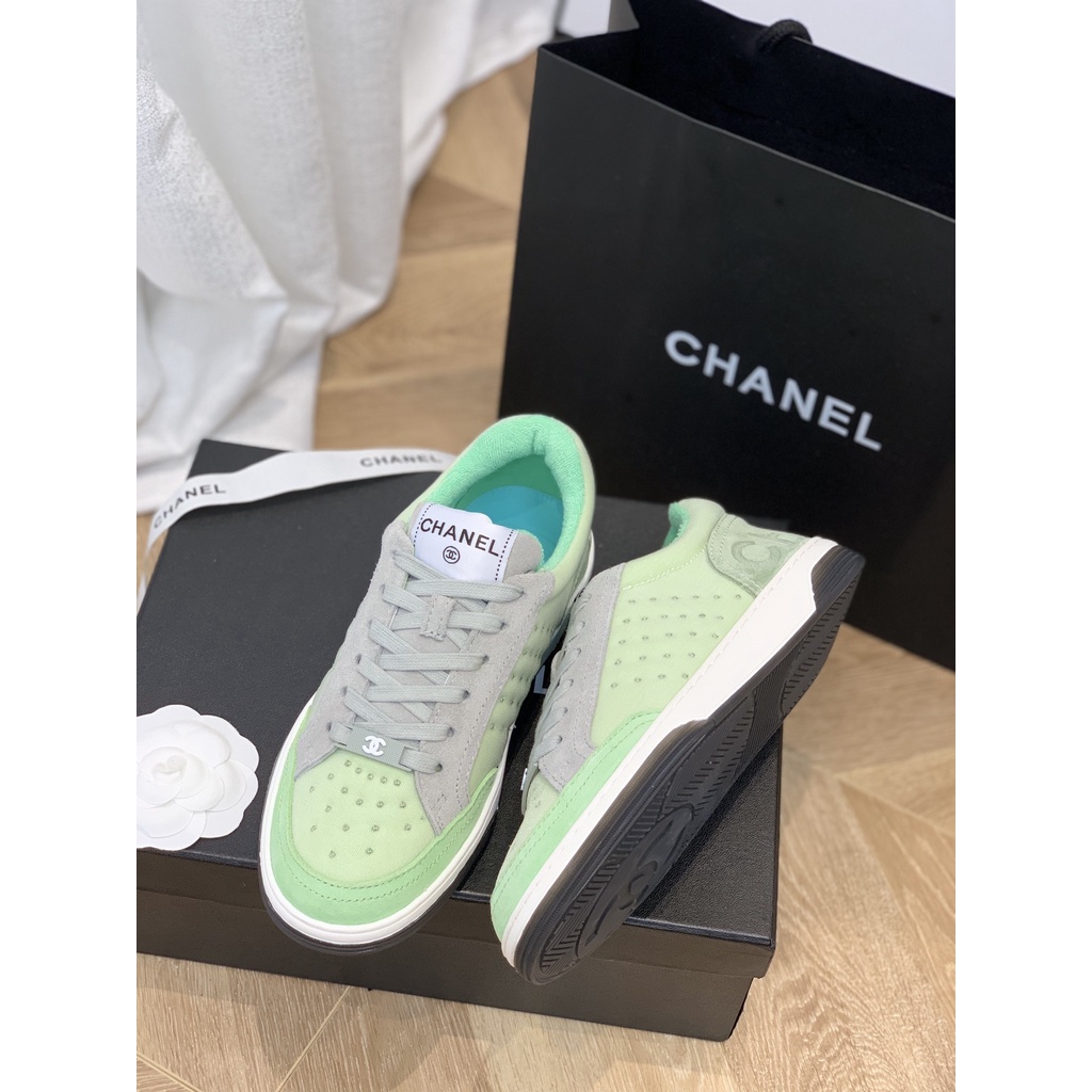 Giày sneaker nữ da thật thời trang cao cấp 𝘾𝙝𝙖𝙣𝙚𝙡 𝘾𝙝𝙖𝙣n𝙚𝙡 CN thiết kế da lộn, phong cách cá tính