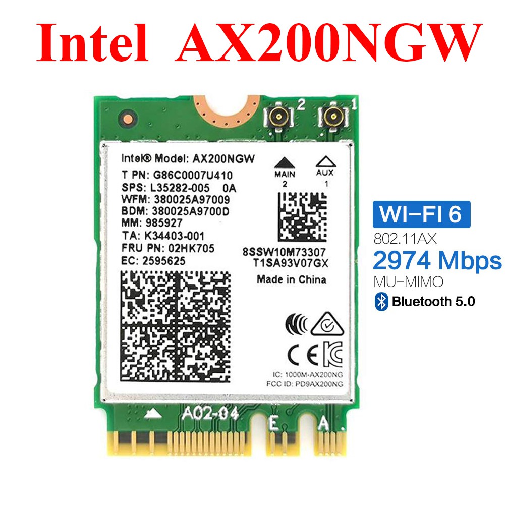 Card WiFi Intel 8260NGW 9260NGW 9560NGW AX200 AX201 khe M2 / NGFF