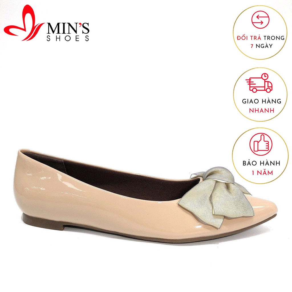 Min's Shoes - Giày Bệt Nơ B332 Kem Bóng