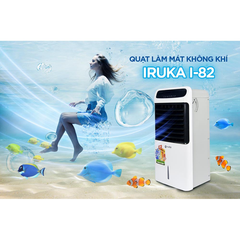 Quạt hơi nước làm mát không khí Iruka I82 - Công suất 80W - Có Remote - Bình Chứa 10L - Bảo Hành Chính Hãng 1 Năm