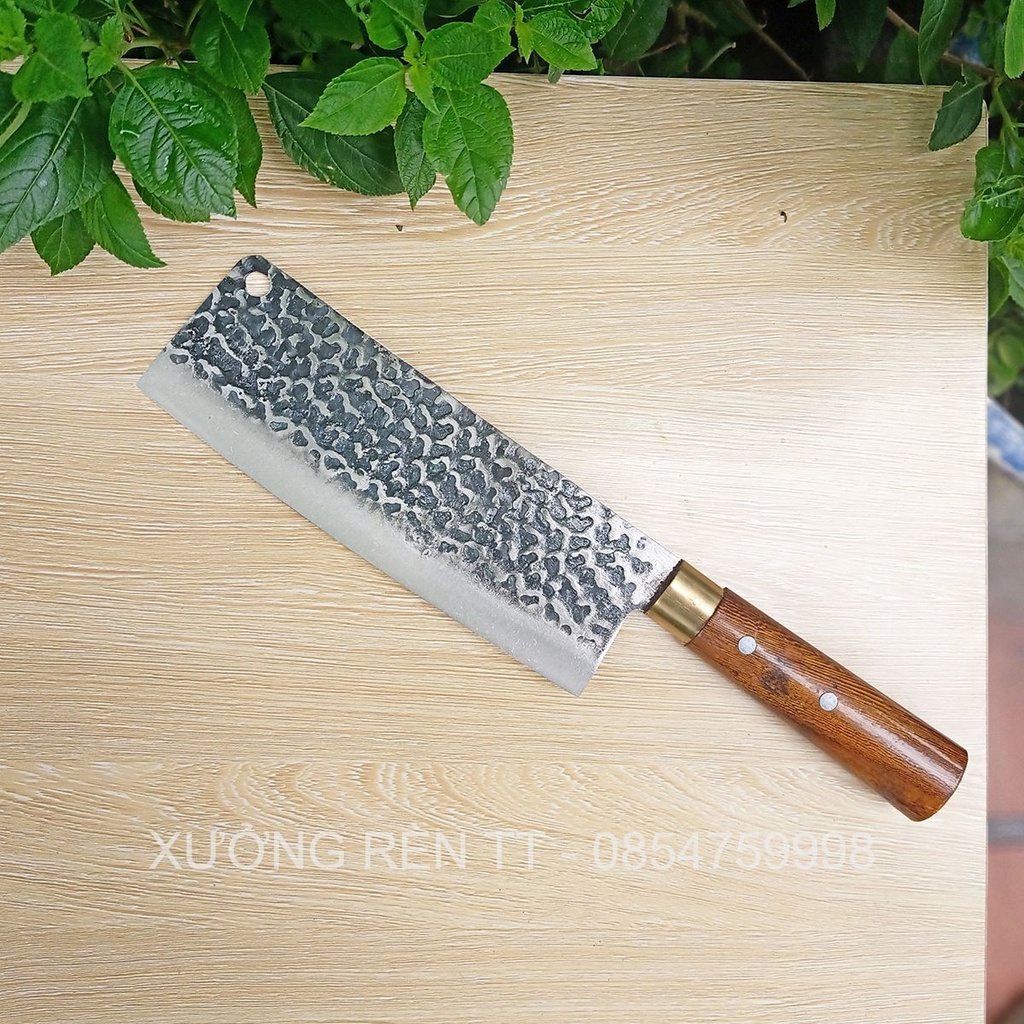 Bộ 3 Dao Nhà Bếp (Chặt - Thái - Lọc) Rèn Từ Thép Nhíp Dập Vân 2 Mặt - Cán Cẩm Chỉ Cao Cấp