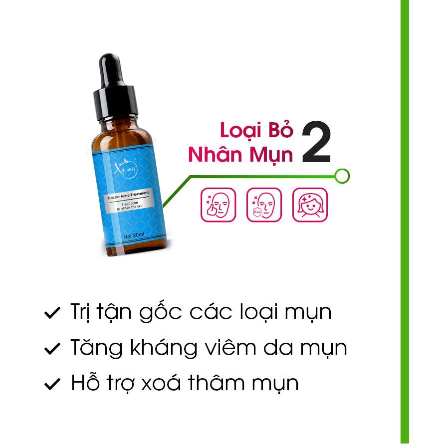 Serum giảm mụn XBeauty Doctor Acne Treatment 20ml/5ml giảm mụn thâm nám rổ (Làm xẹp không bong da)