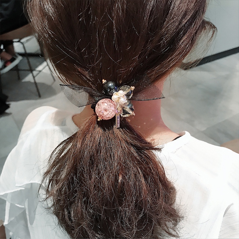 Dây Cột Tóc Đính Pha Lê Phong Cách Hàn Quốc Dễ Thương Dành Cho Nữ