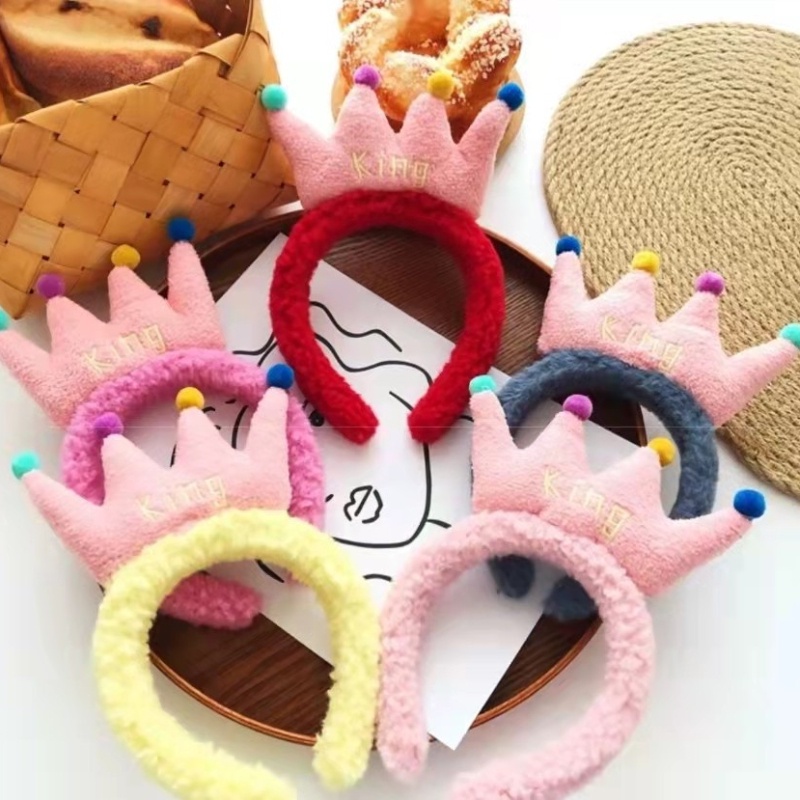 Băng Đô Cài Tóc Hình Vương Miện Phủ Lông Phong Cách Nhật Bản Thời Trang Cho Nữ